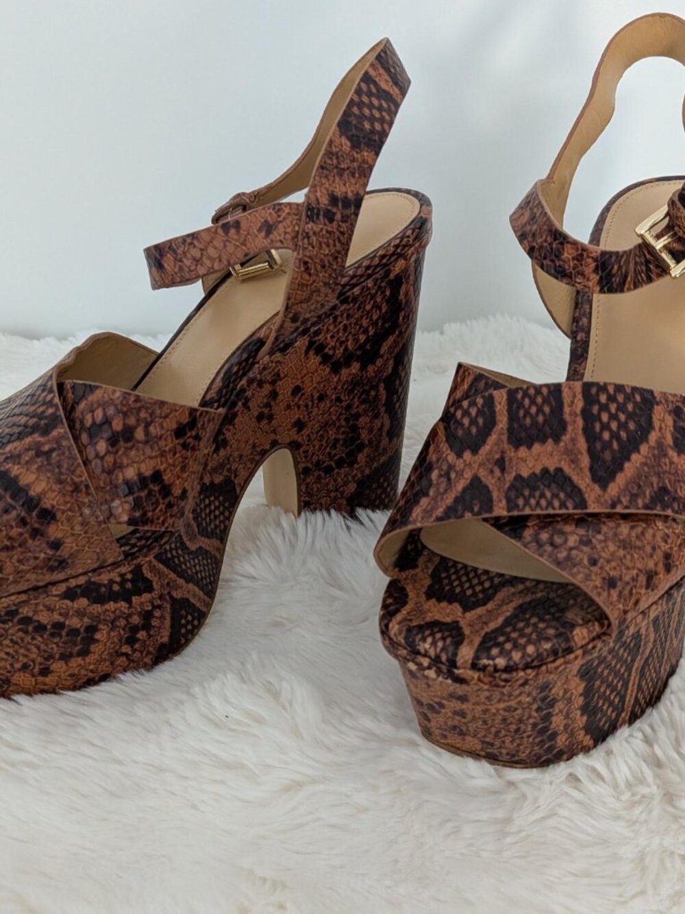 Michael Kors Divia Python Platform Sandals - Size 8M